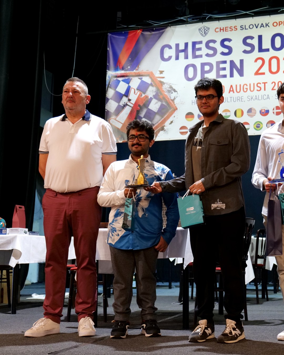 GM Aditya Mittal with the Chess Slovak Masters 2026 trophy