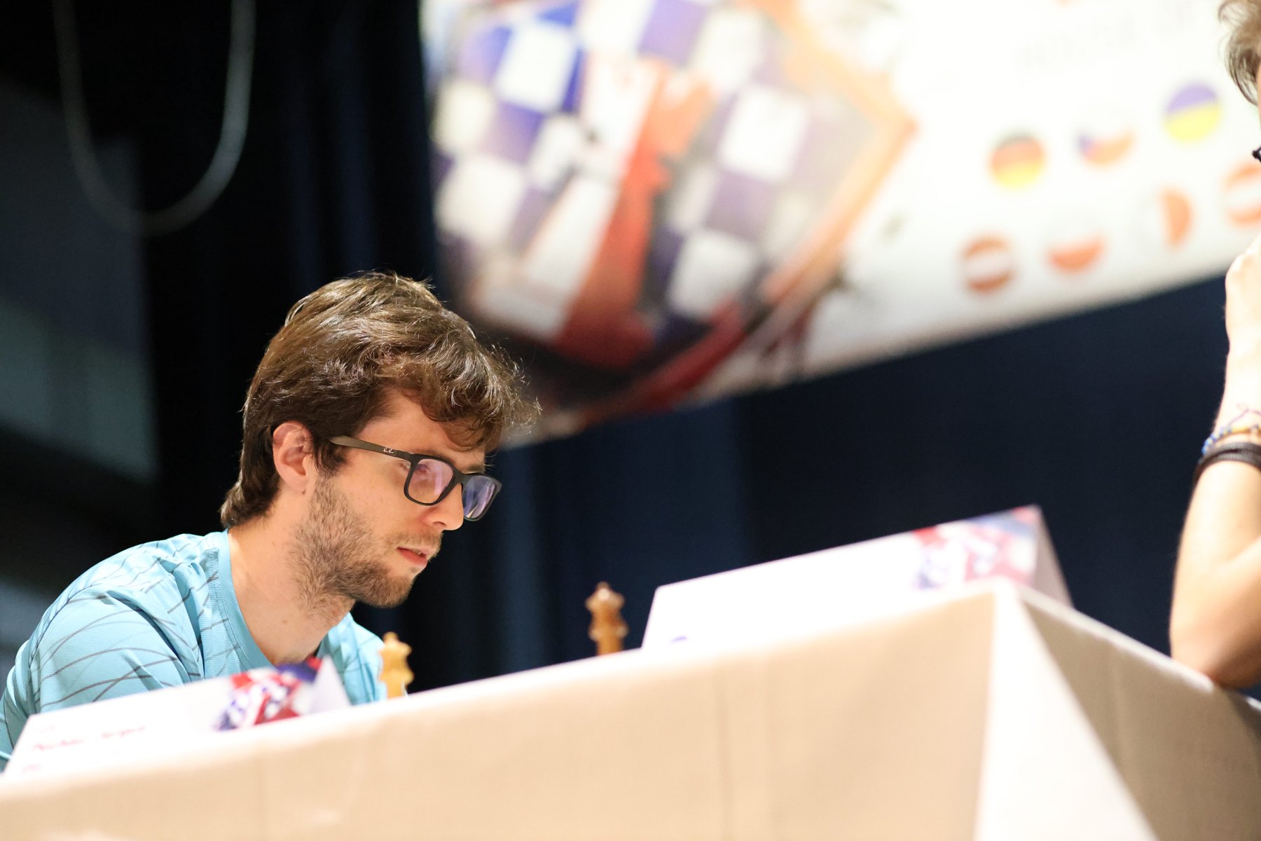 GM Jerguš Pecháč at the board at Chess Slovak Open 2026 in Skalica