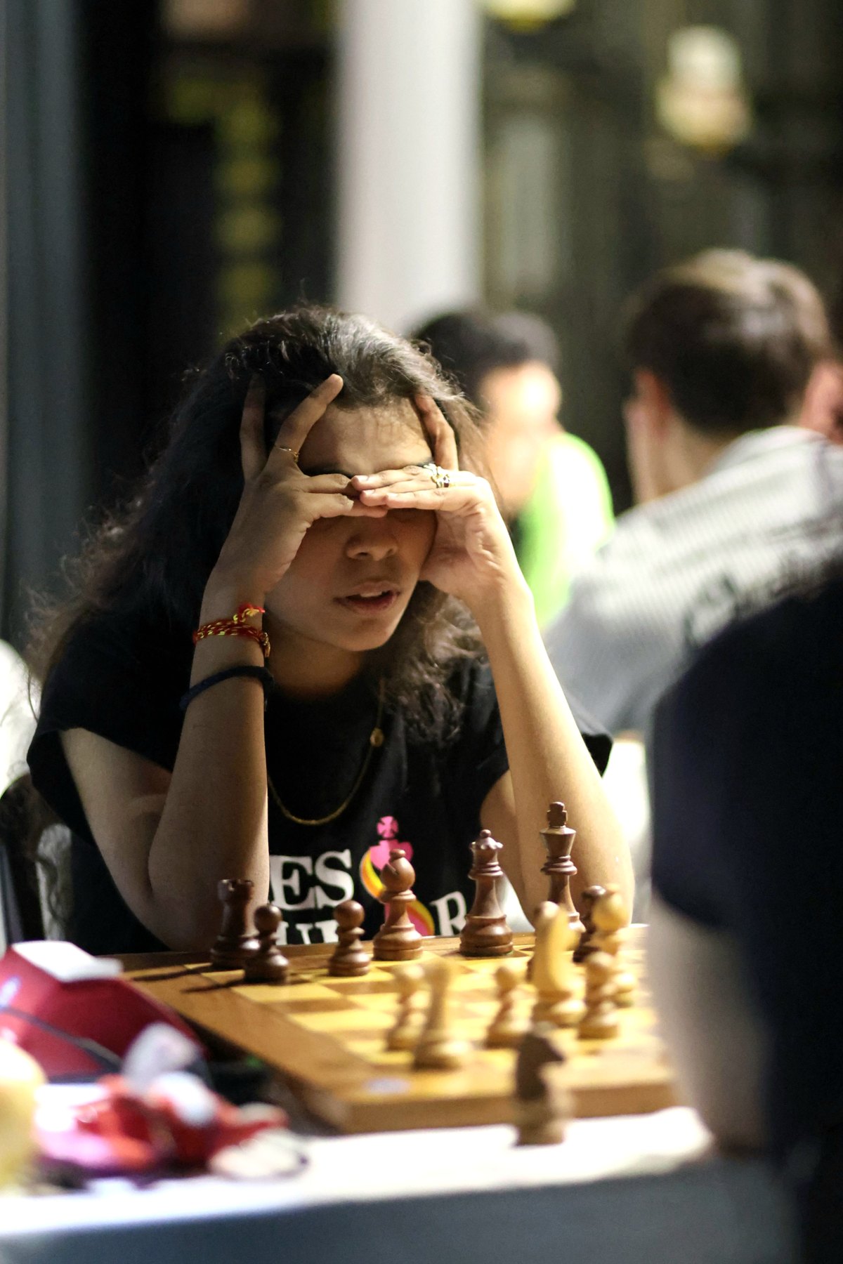 WFM Sunyuktha C M N at the board at Chess Slovak Open 2026 in Skalica
