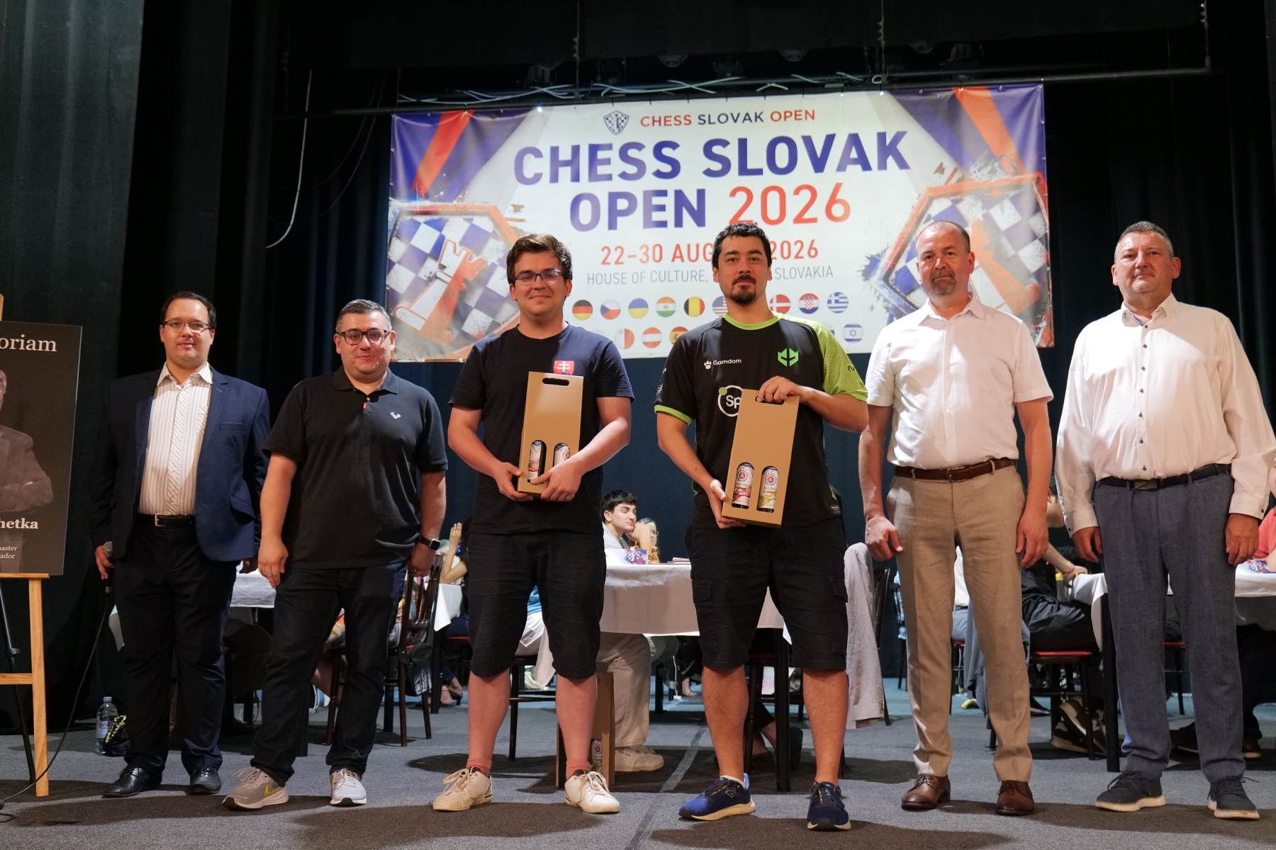 Prize-giving of the Chess Slovak Open 2026 Rapid on the stage of the House of Culture in Skalica