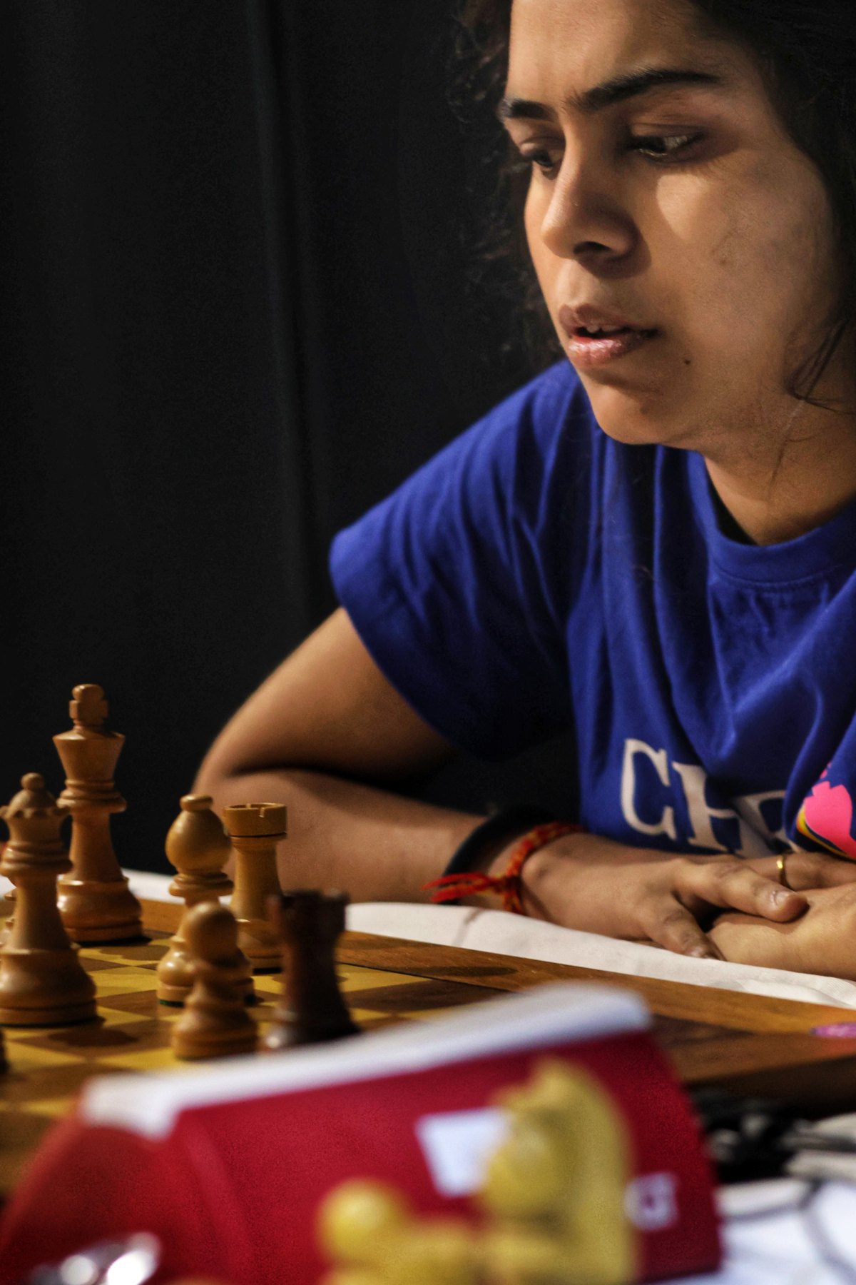 WFM Sunyuktha C M N at the board at Chess Slovak Open 2026 in Skalica